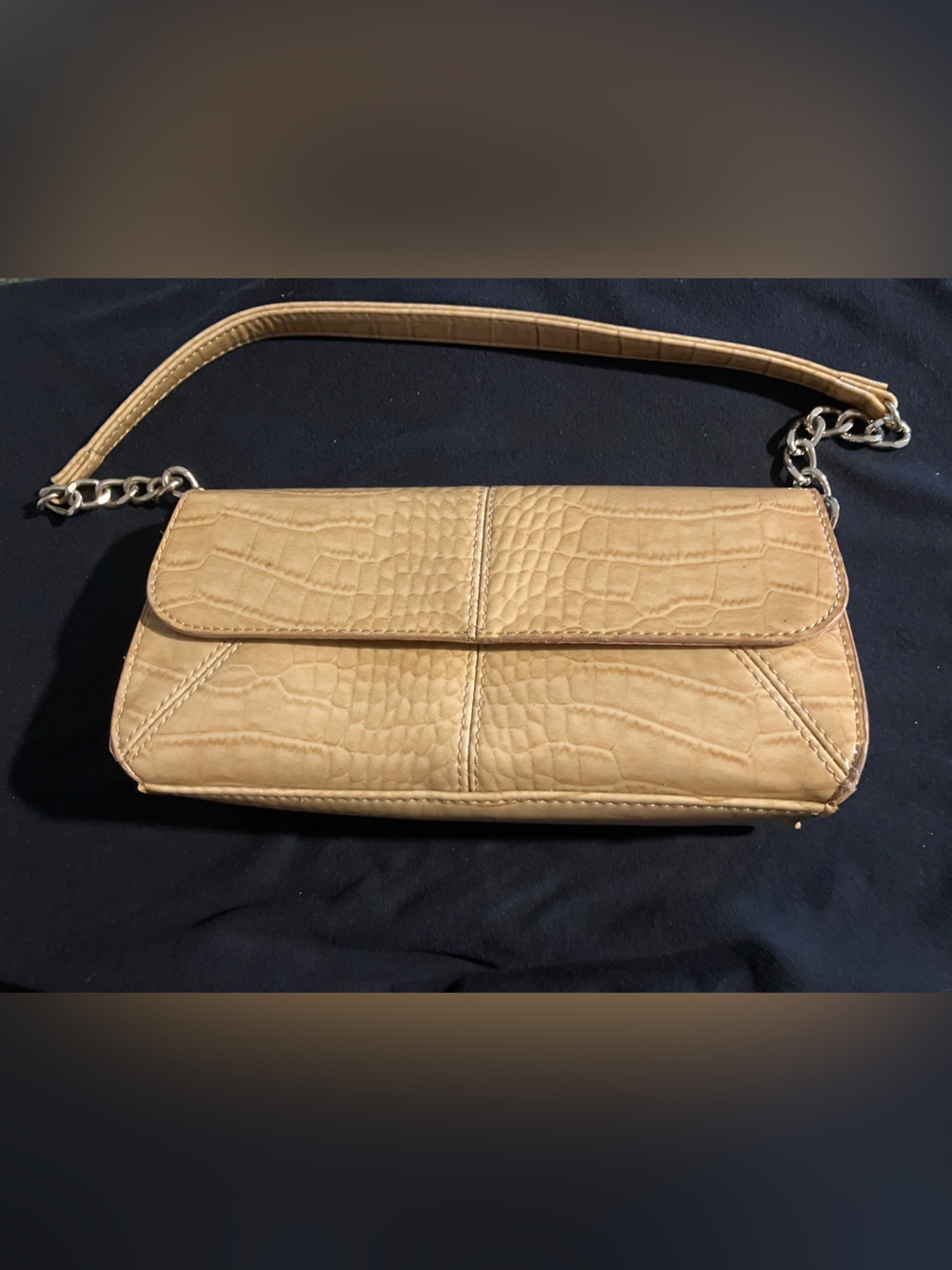 Liz Claiborne Tan Croc-Embossed Wristlet Clutch